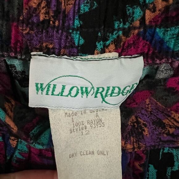 Willow Ridge Vintage Aztec Midi Skirt Sz 12 Rayon Boho Elastic Waist - Picture 3 of 5